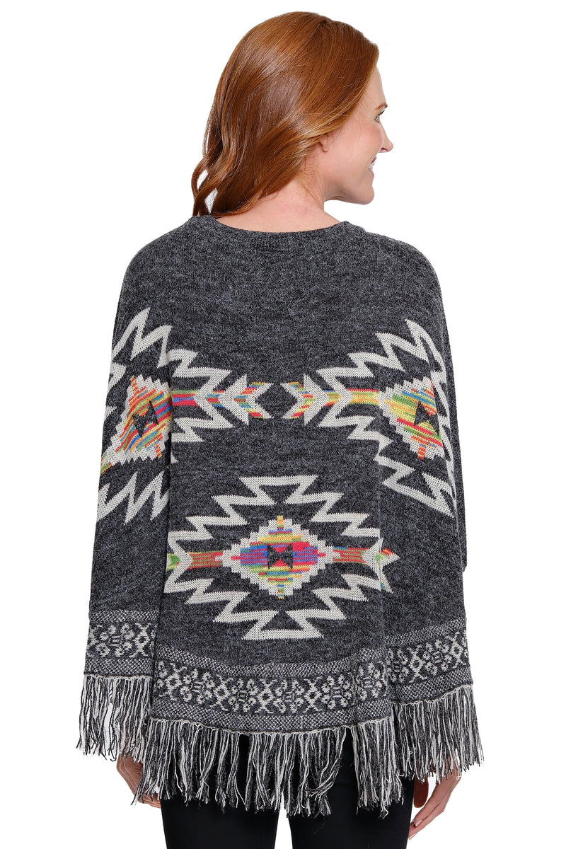 Knit Poncho Sweater - Medium Heather Grey