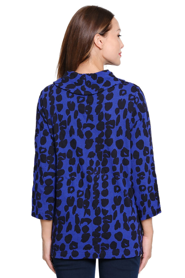 Jacquard Cowl Neck Tunic - Black Dot Print