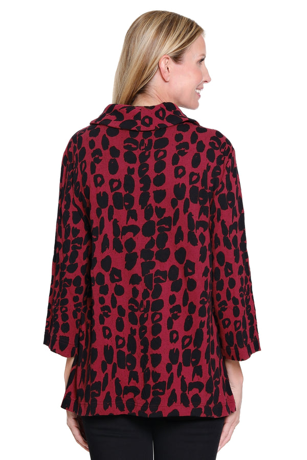 Jacquard Cowl Neck Tunic - Cranberry