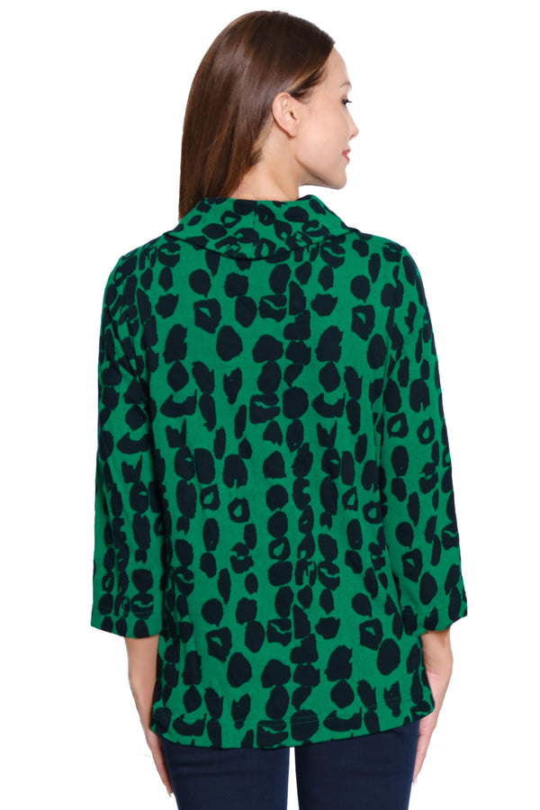 Jacquard Cowl Neck Tunic - Emerald