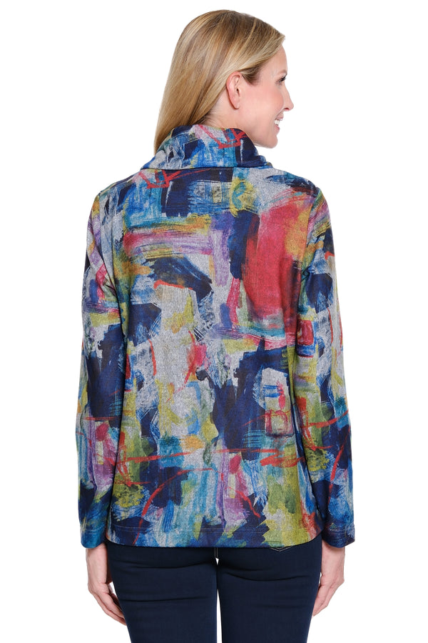 Brushed Knit Cowl Neck Top - Multi
