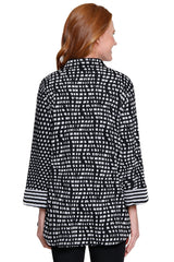 Knit Zip-Front Tunic - Plus - Black/White Print