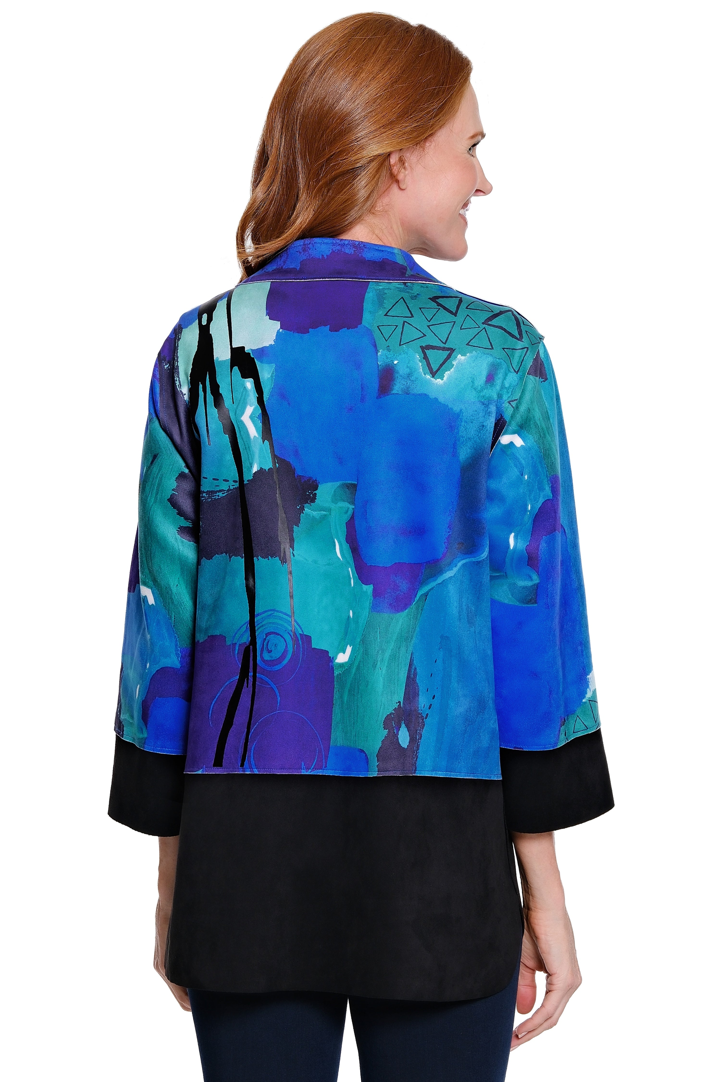 Print Knit Jacket - Blue Multi
