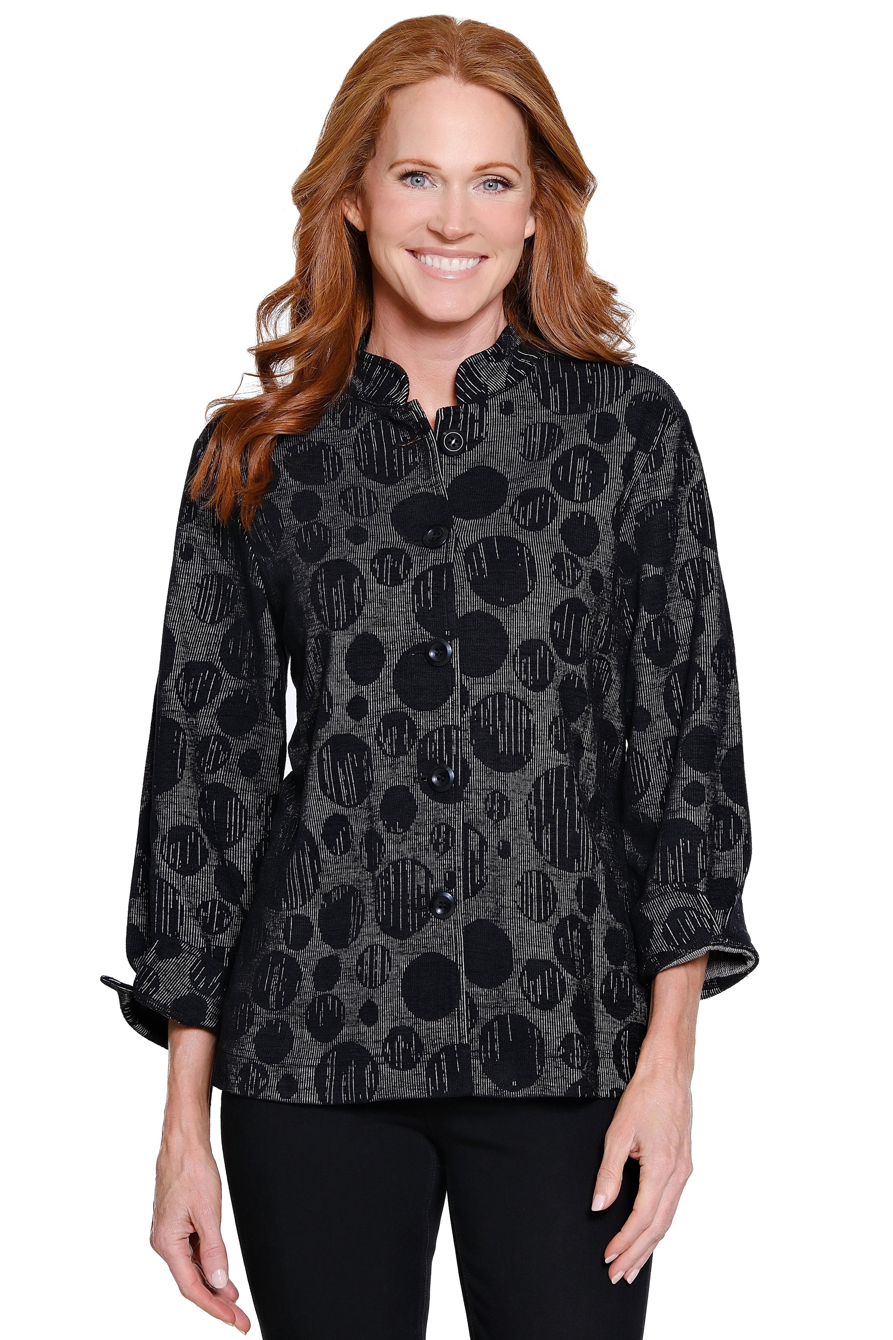 Jacquard Knit Tunic - Petite - Black Dot Print