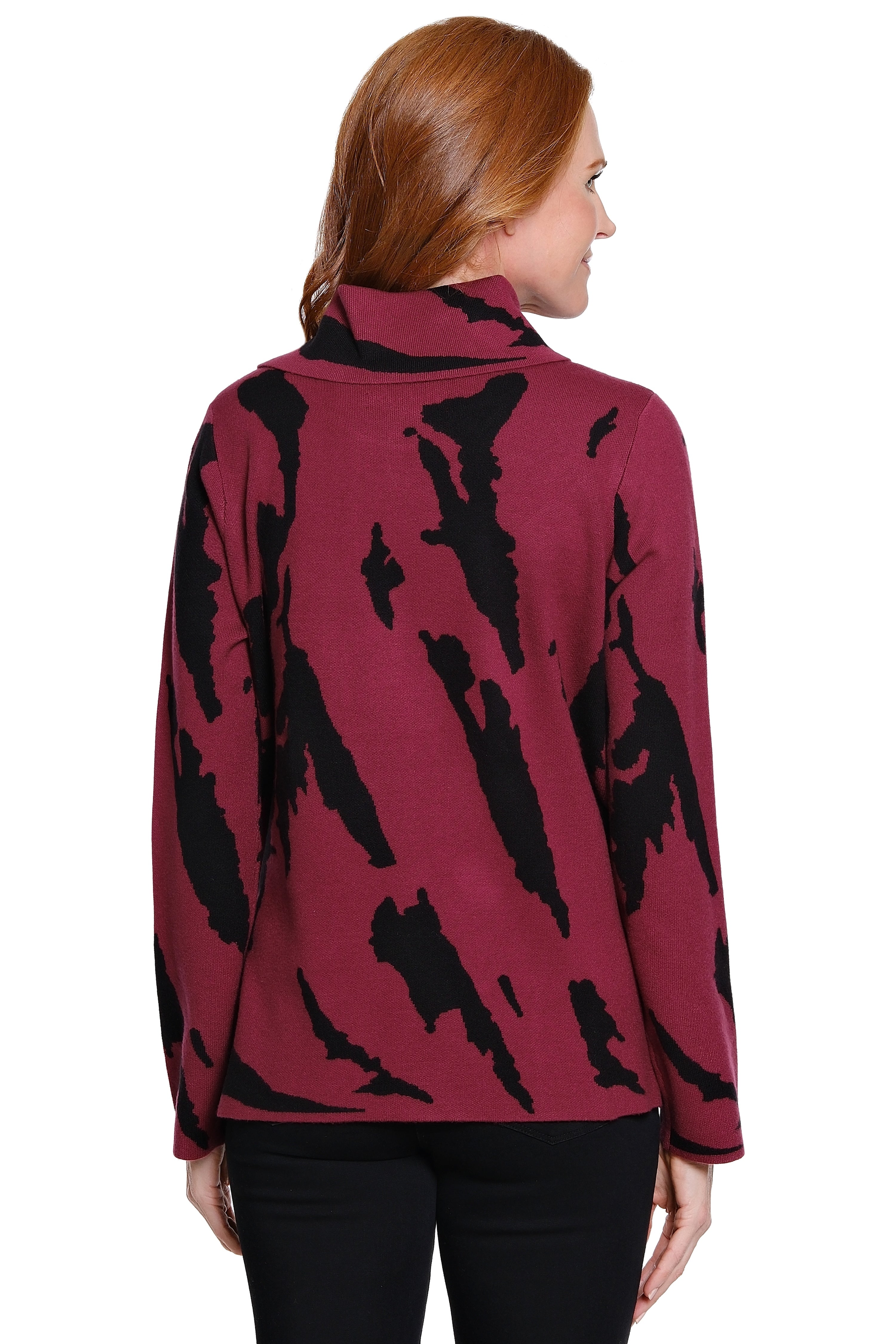 Cowl Neck Knit Tunic - Cranberry