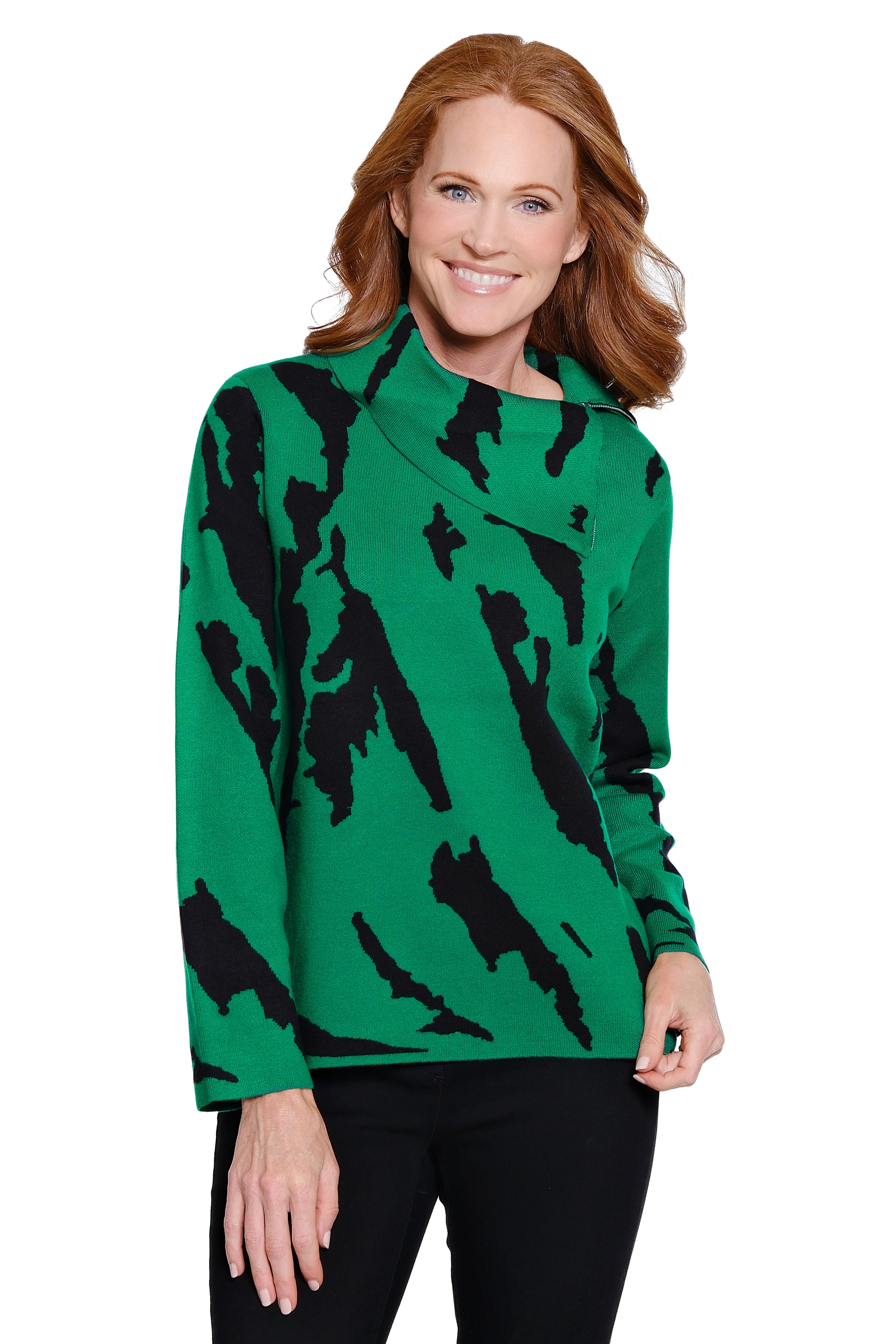 Cowl Neck Knit Tunic - Emerald