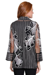 Satin Button-Front Jacket - Plus - Neutral