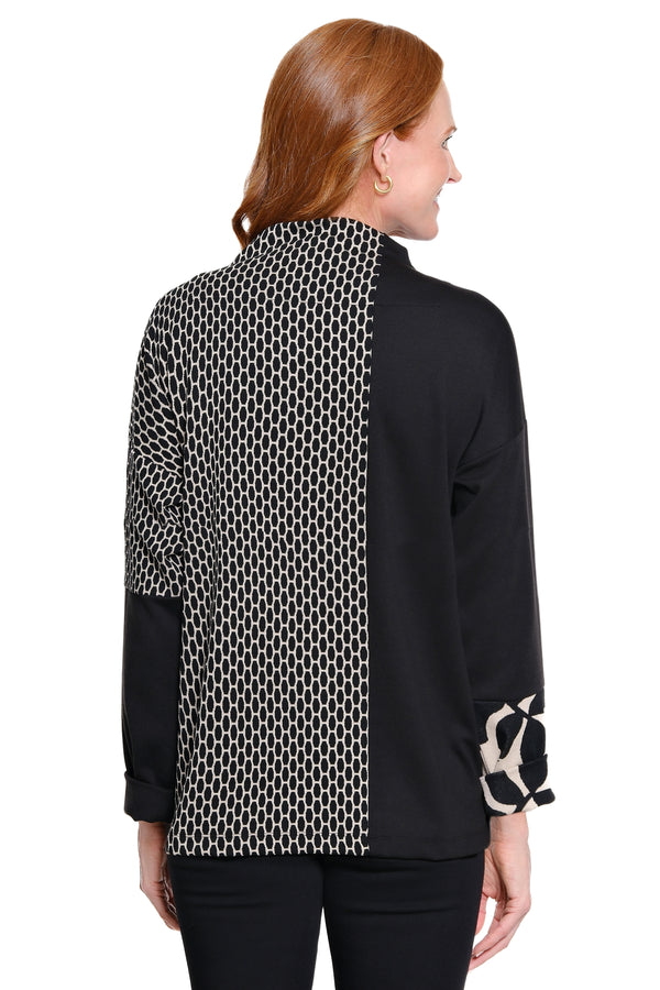 Jacquard Knit Funnel Neck Tunic - Multi