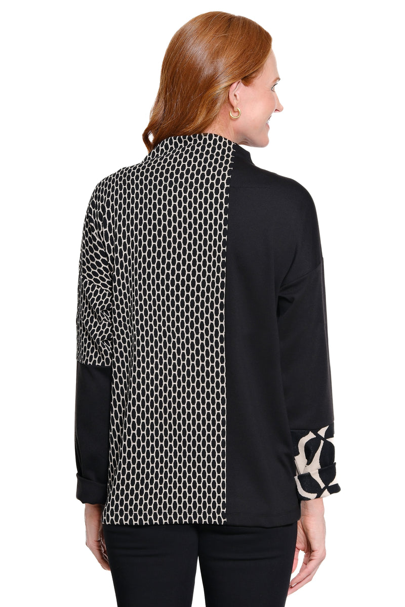 Jacquard Knit Funnel Neck Tunic - Multi