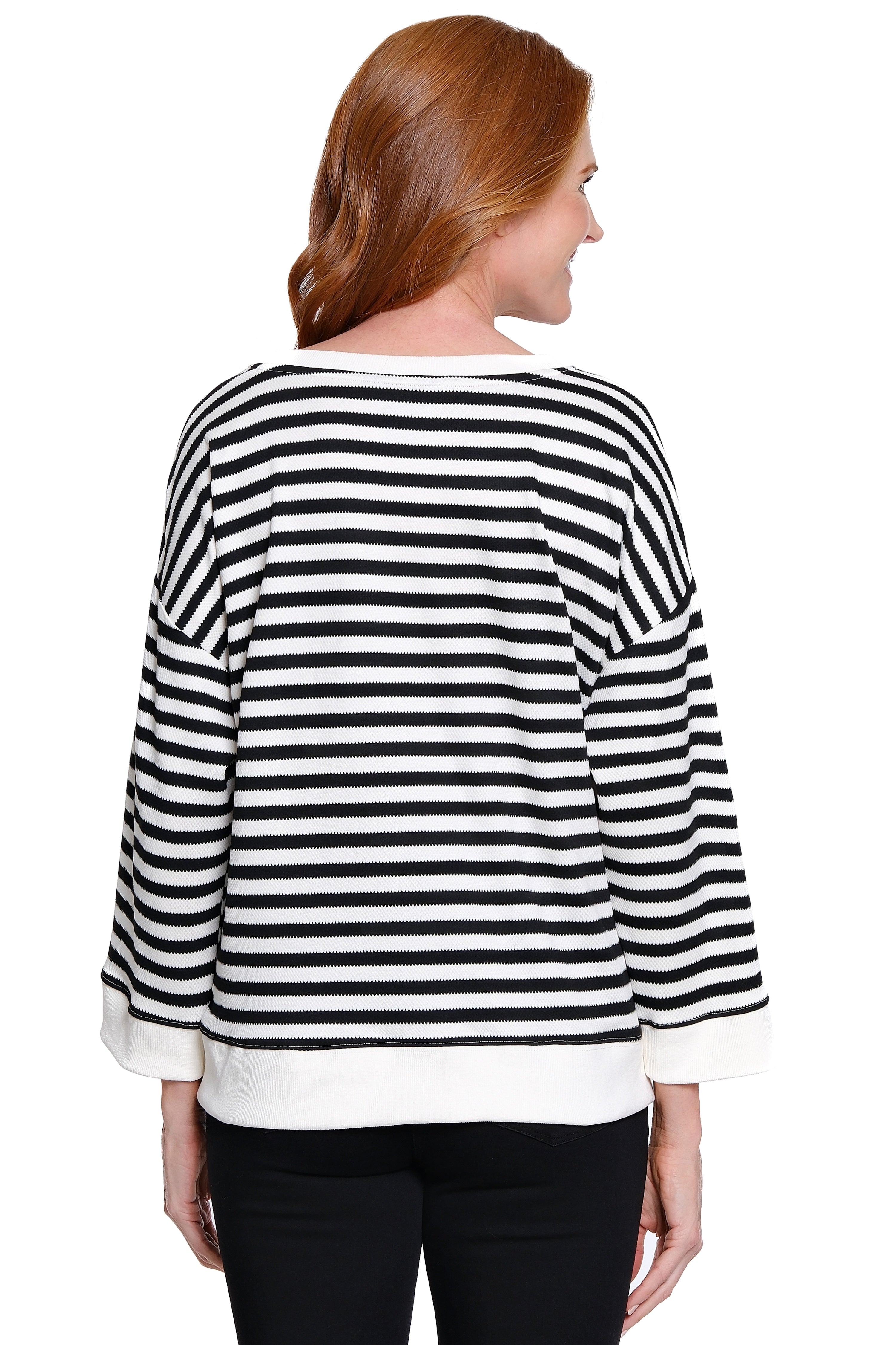 Ribbon Bow Striped Sweater - Black Stripe