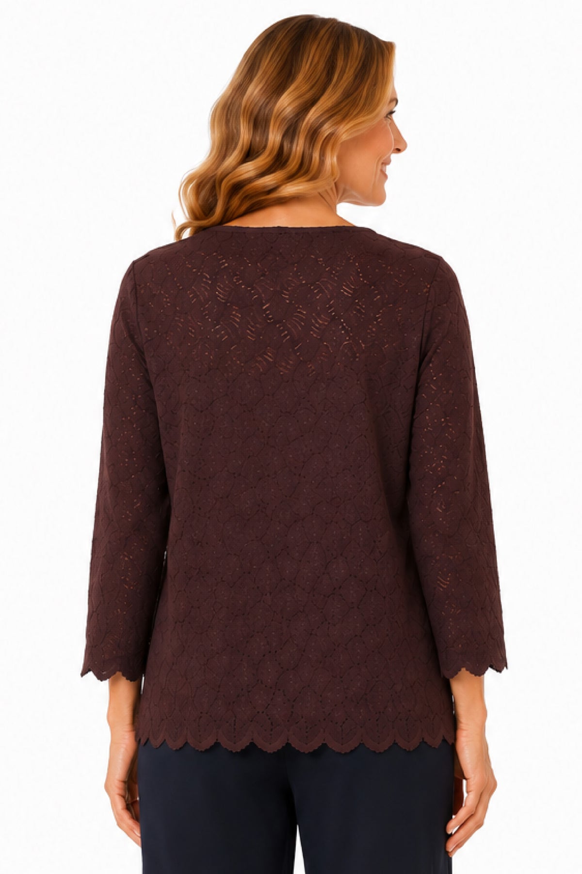 Chocolate Scallop Hem Popover - Missy