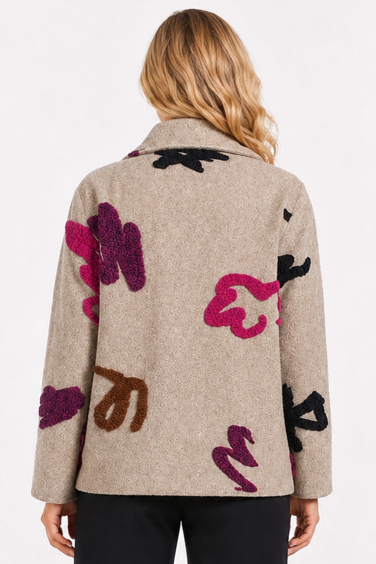 Neutral Point Collar Jacquard Jacket - Missy