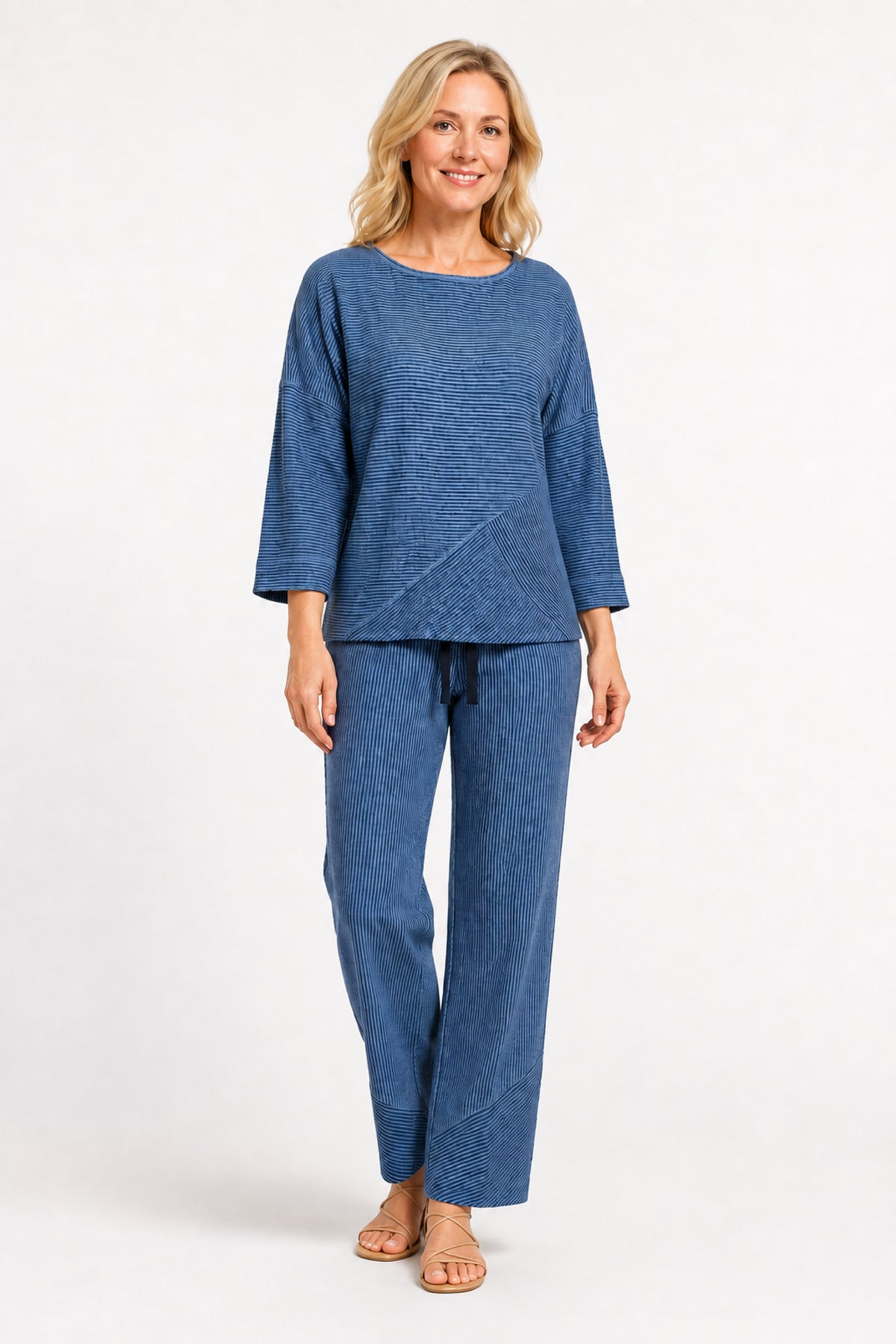 Navy Yarn-Dye Pull-On Pant - Missy