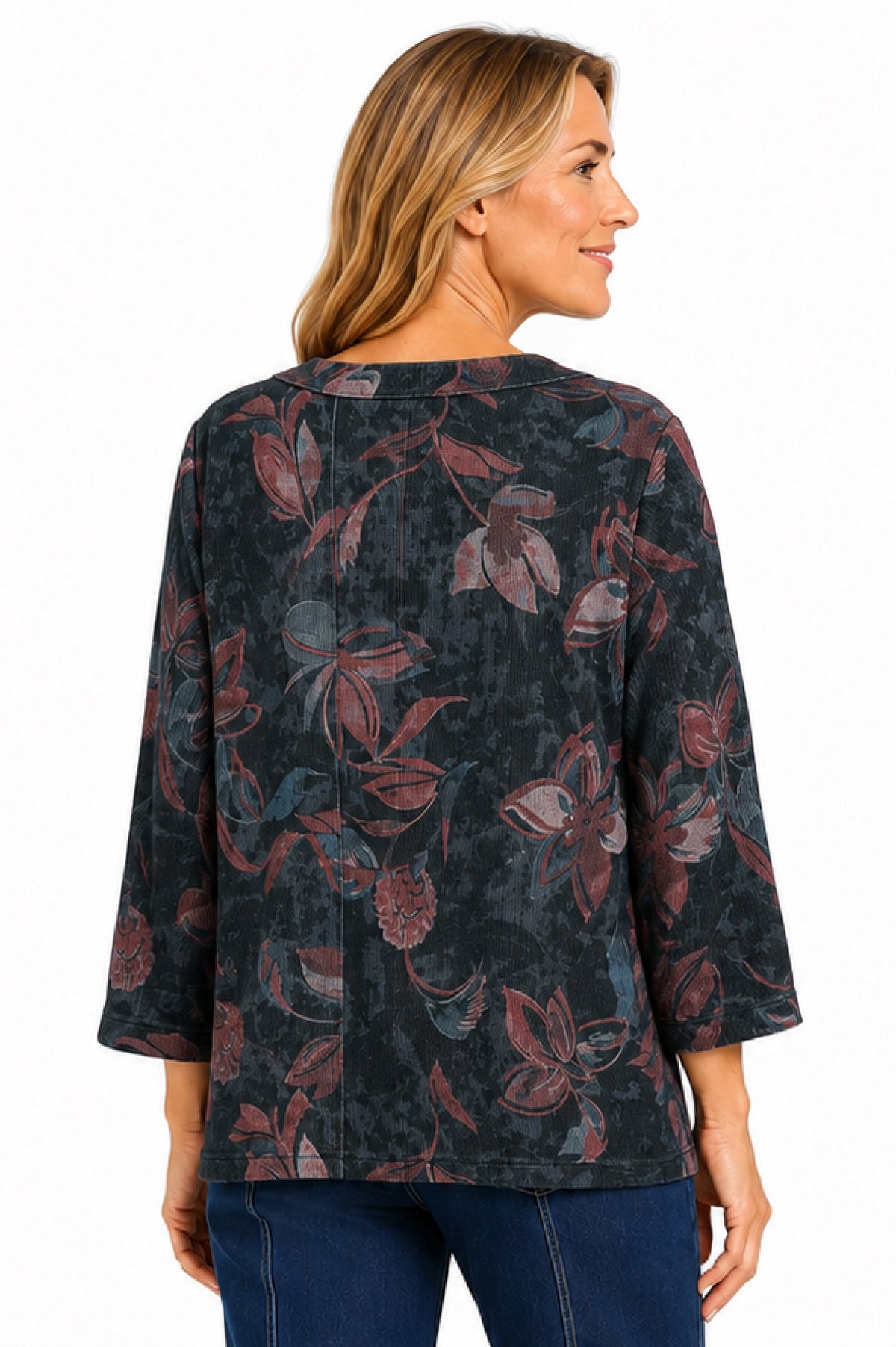 Black Printed Popover Tunic - Missy