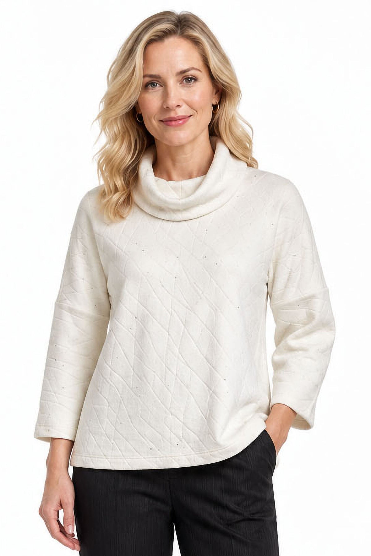 Snow Sparkle Cowl Neck Sweater