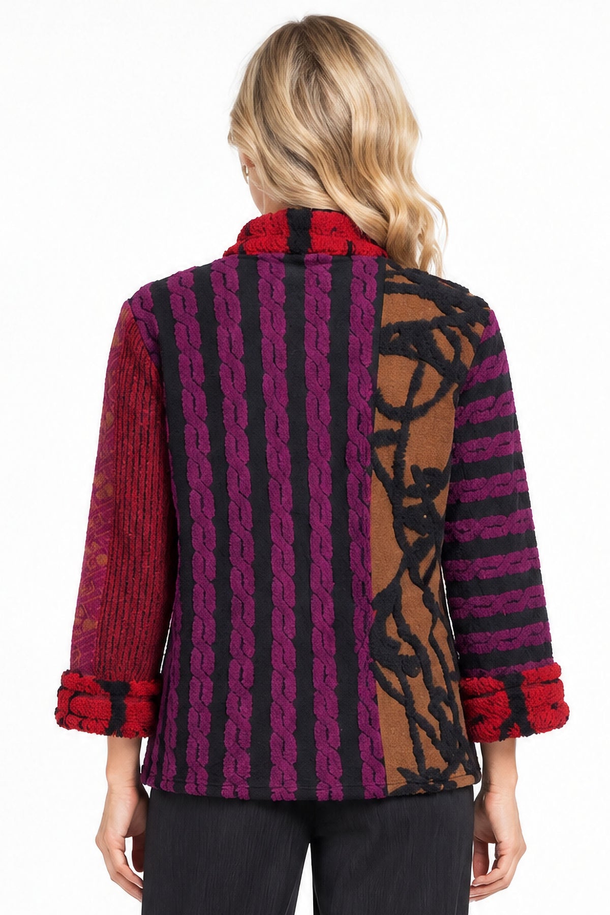 Multi Mixed Media Button Front Jacket