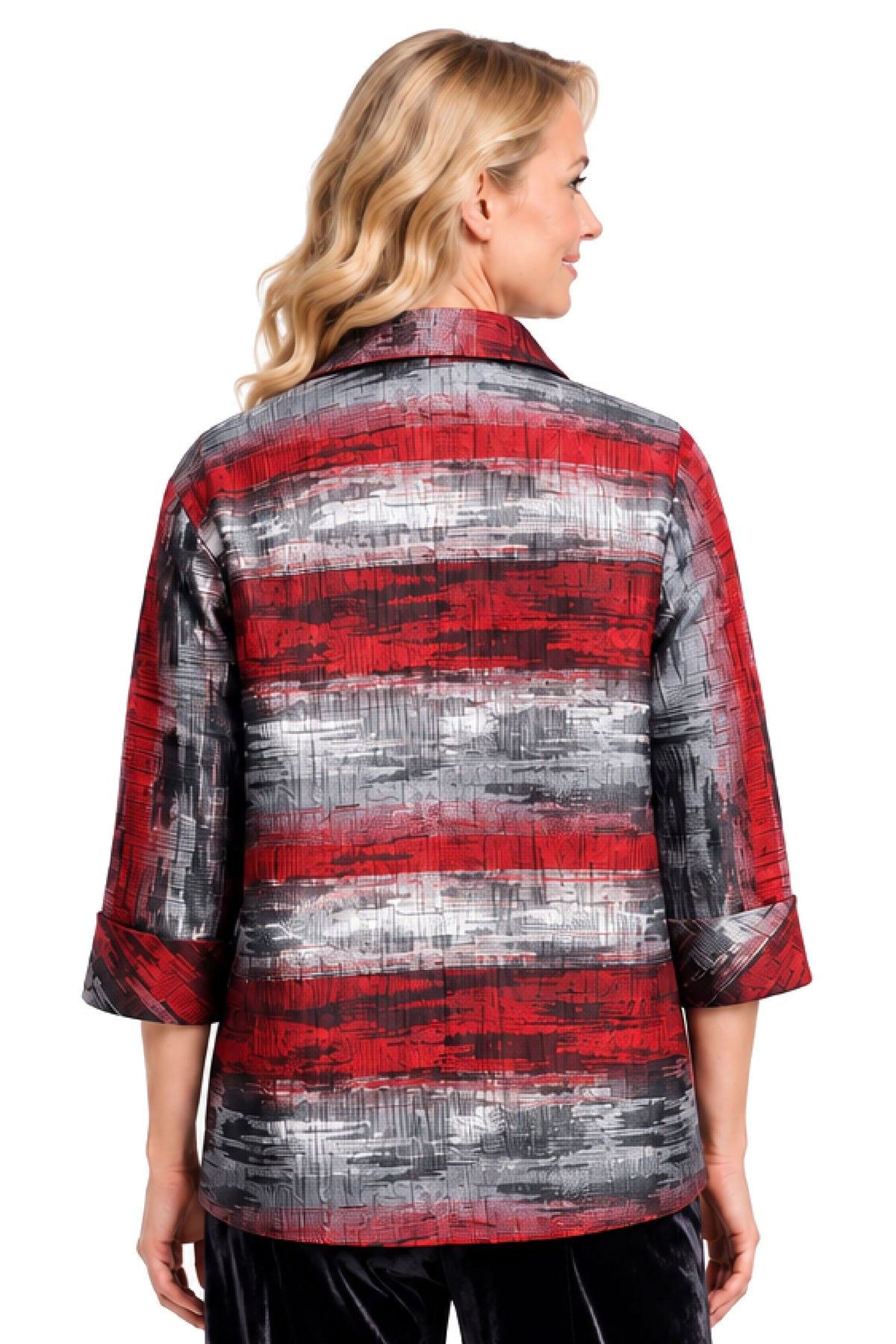 Red Uneven Hem Button Front Jacket