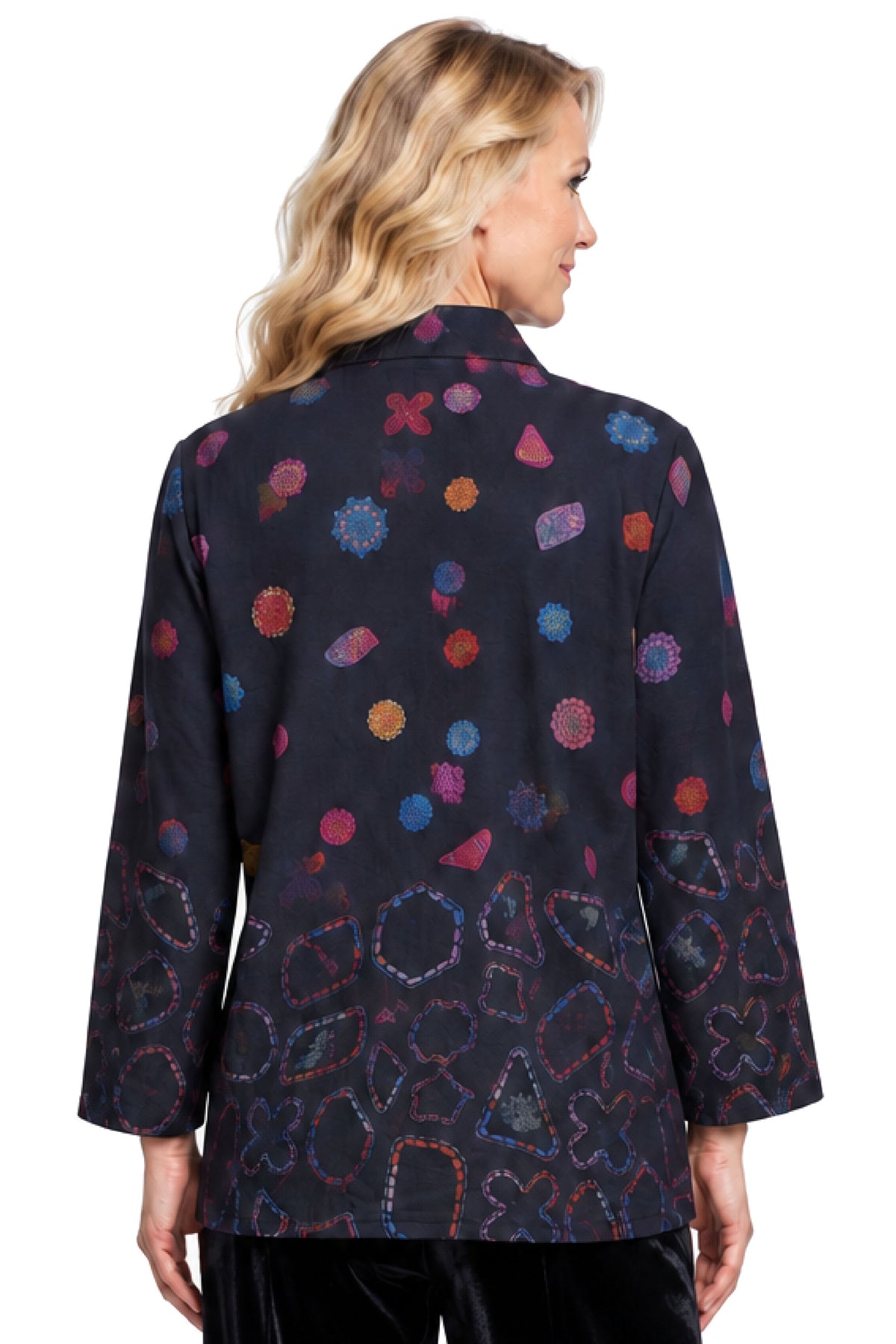 Dot Multi Brushed Knit Zip Front Jacket, back view