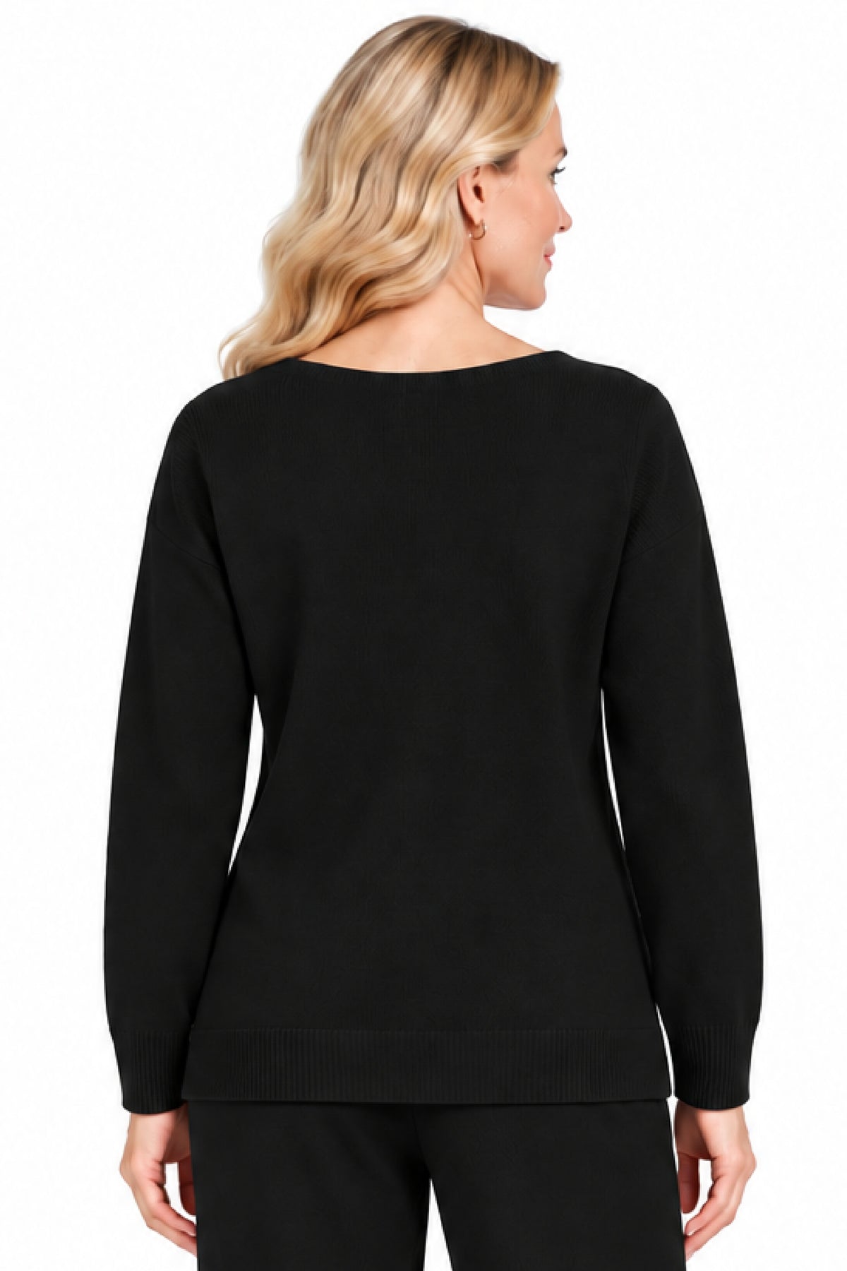 Black Dazzle Tape Sweater, back view