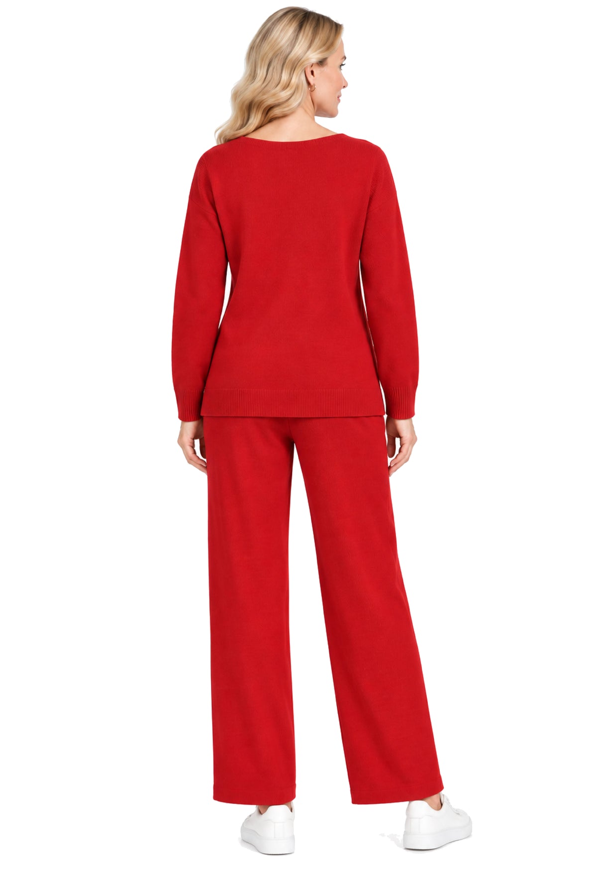 Red Sweater Knit Pull-On Pant, back view