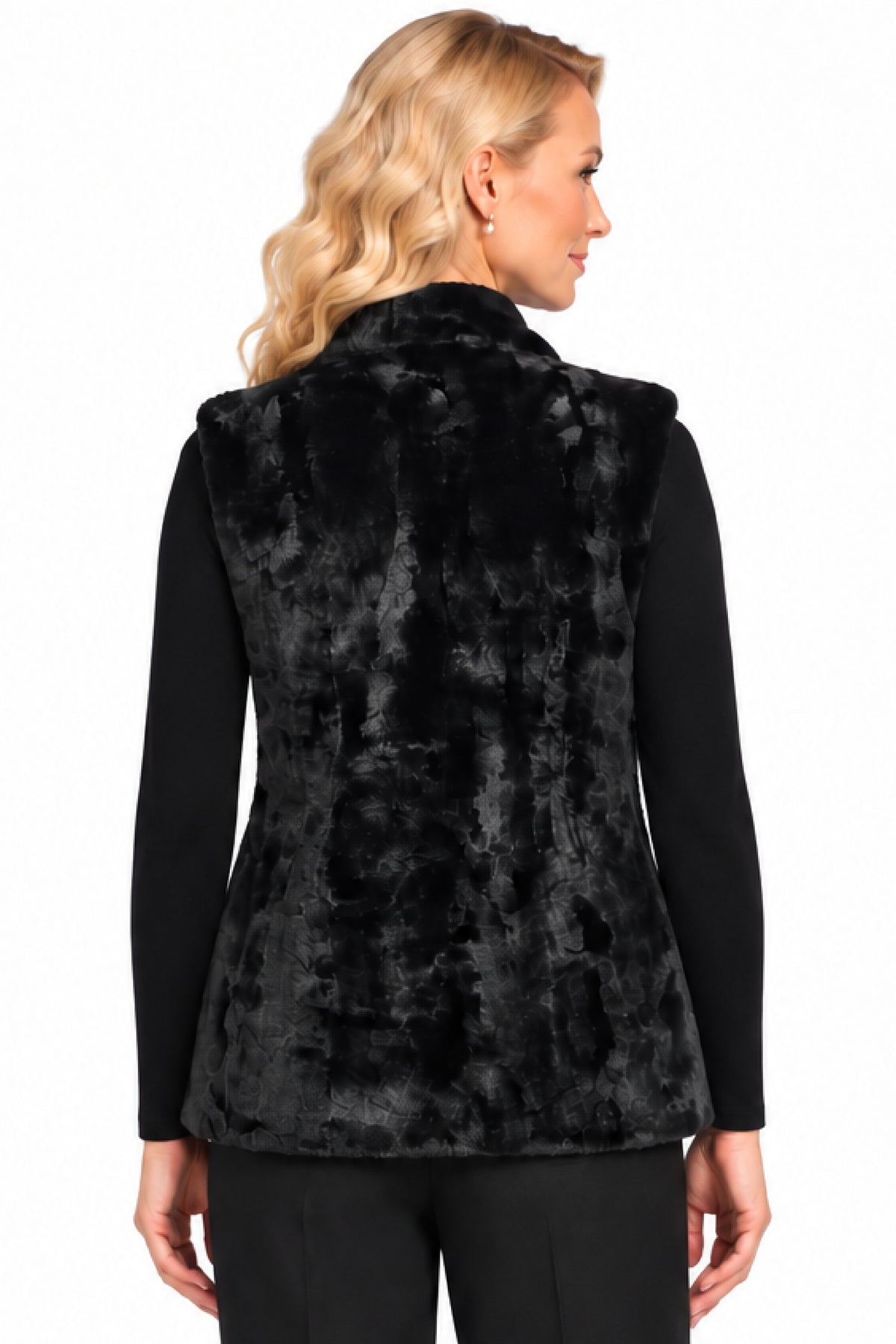 Deep Grey Reversible Plush Vest, back view