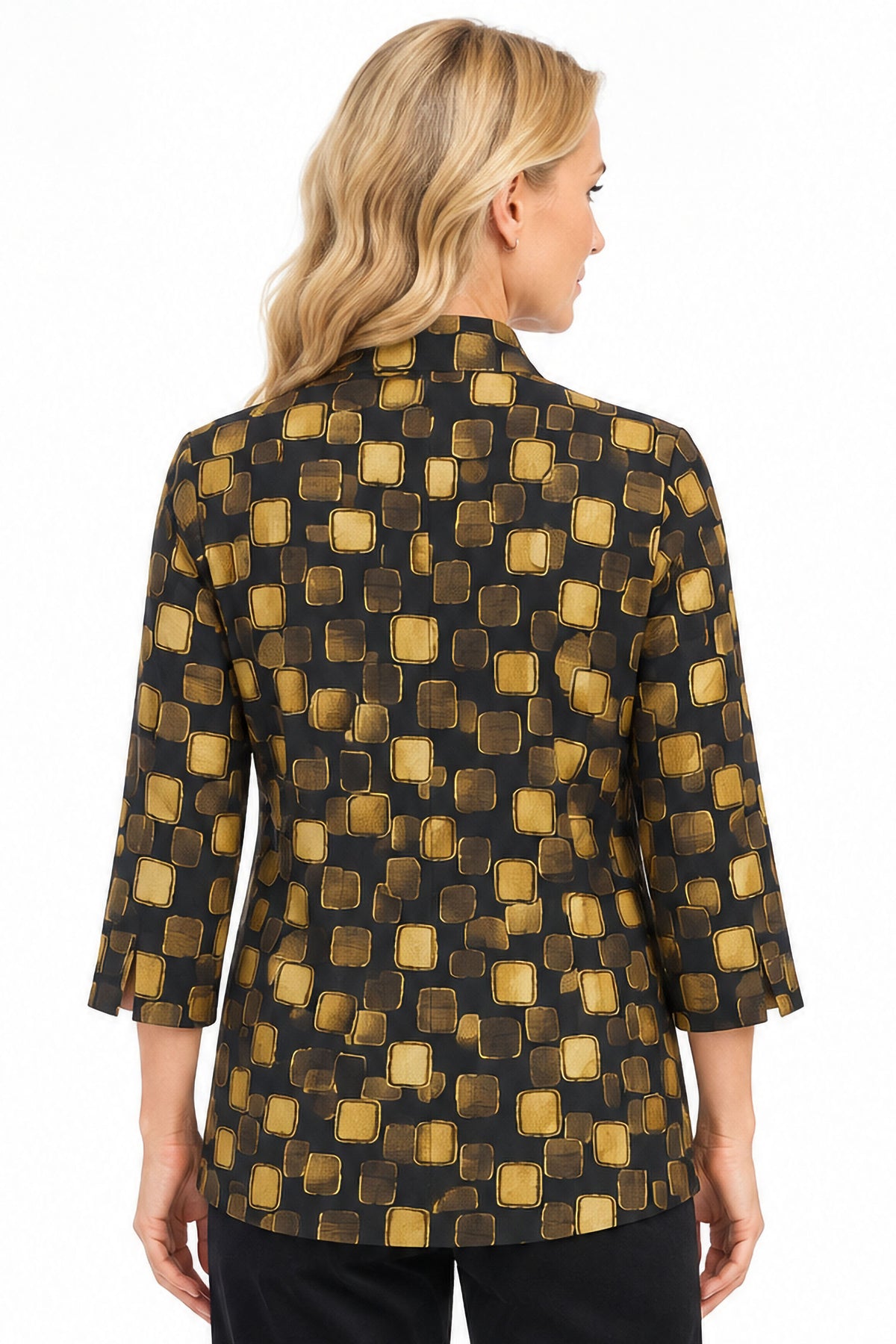 Black Jacquard Button Front Jacket, back view