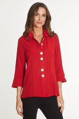 Print Crinkle Button Front Tunic - Women's - Red