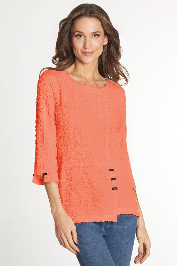 Textured Woven Tunic - Petite - Coral