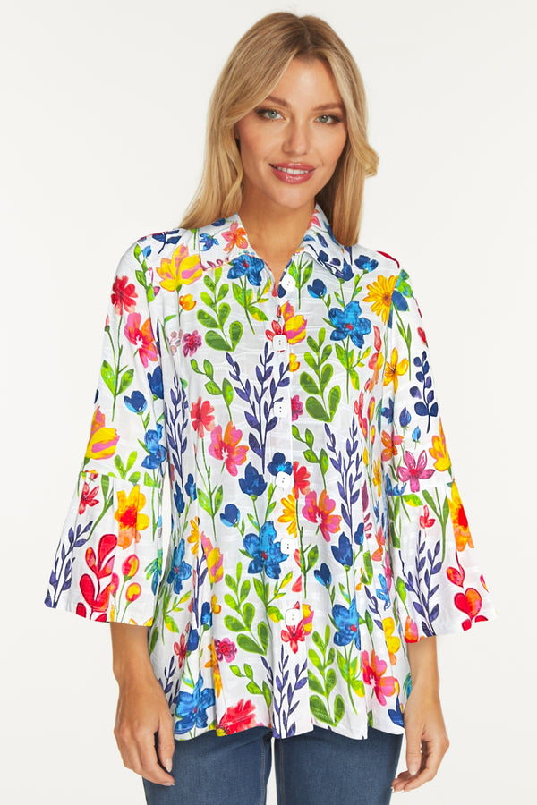 Bell Sleeve Tunic - Petite - Floral Multi