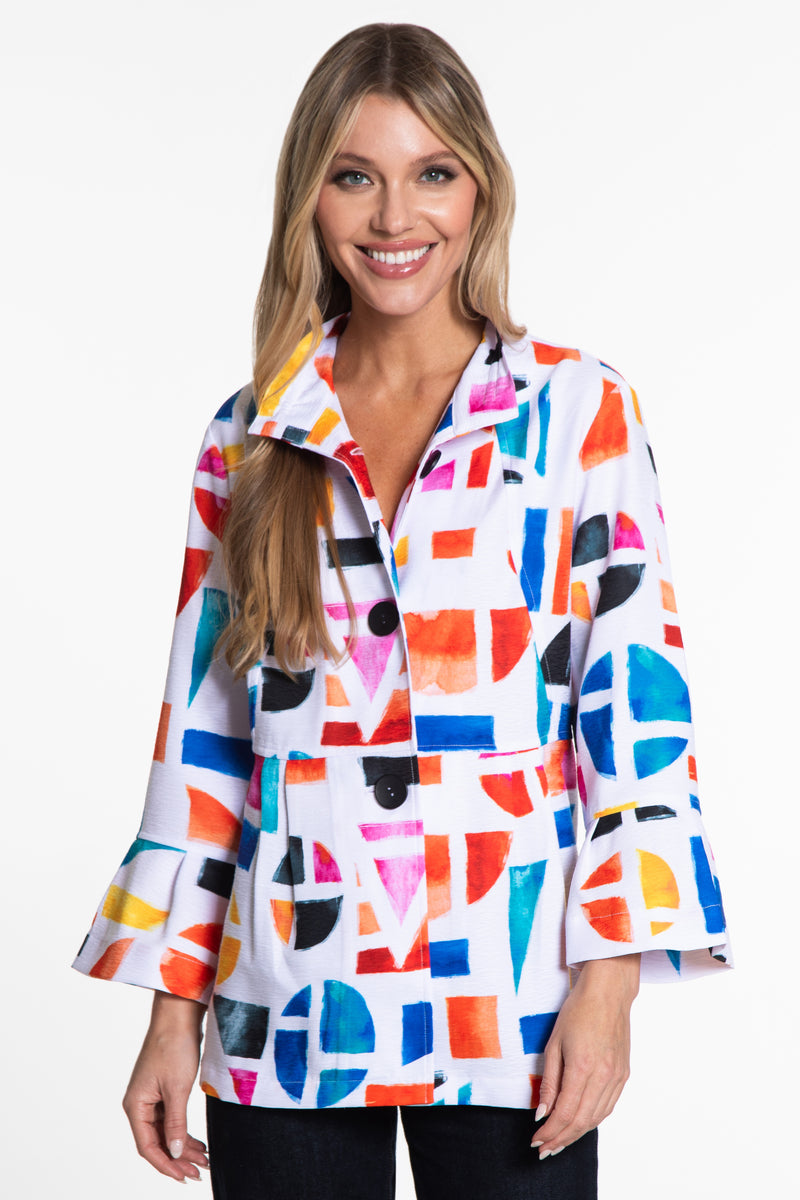 Bell Sleeve Jacket - Petite - Geo Multi