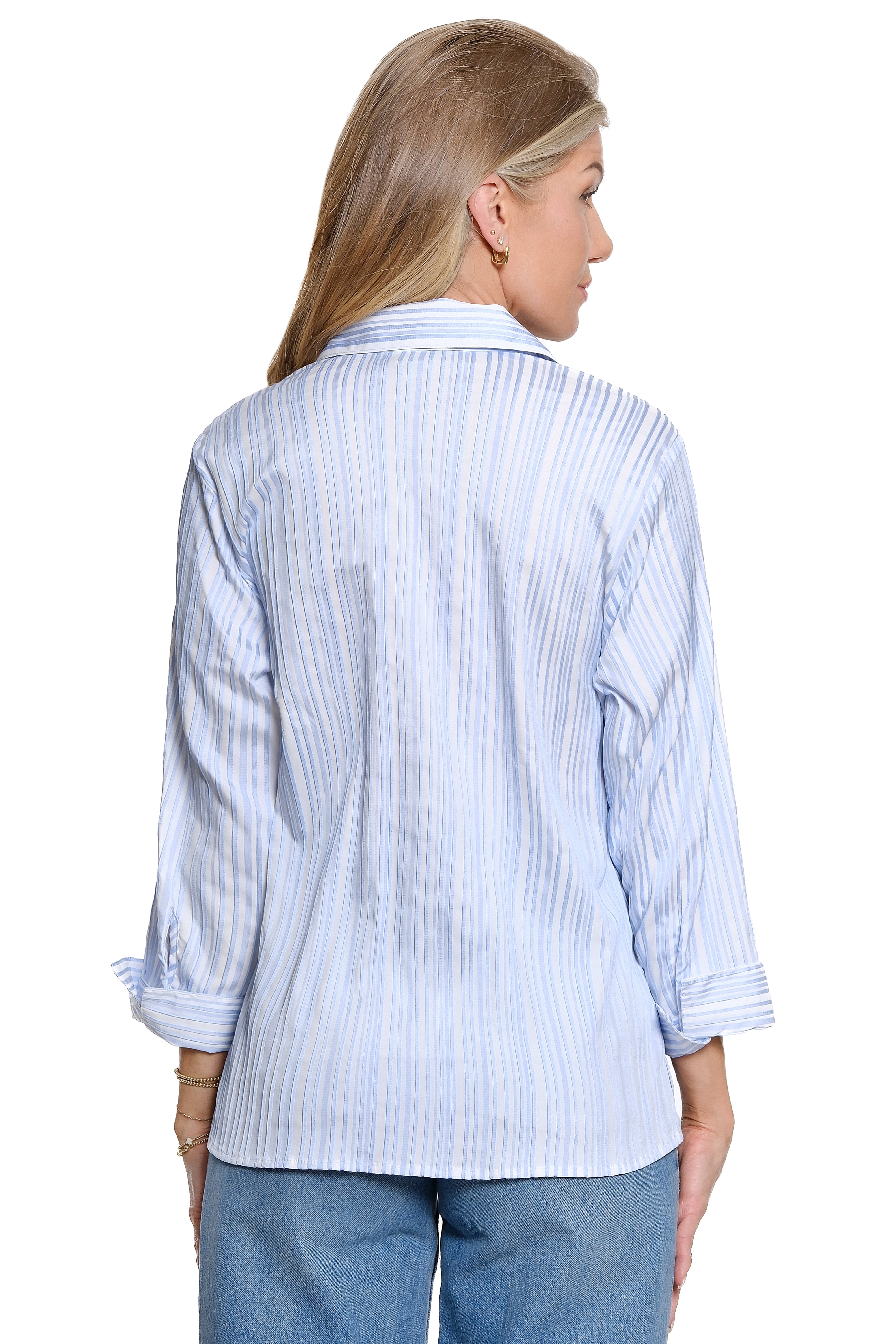 Stripe Button-Up Top - Aqua