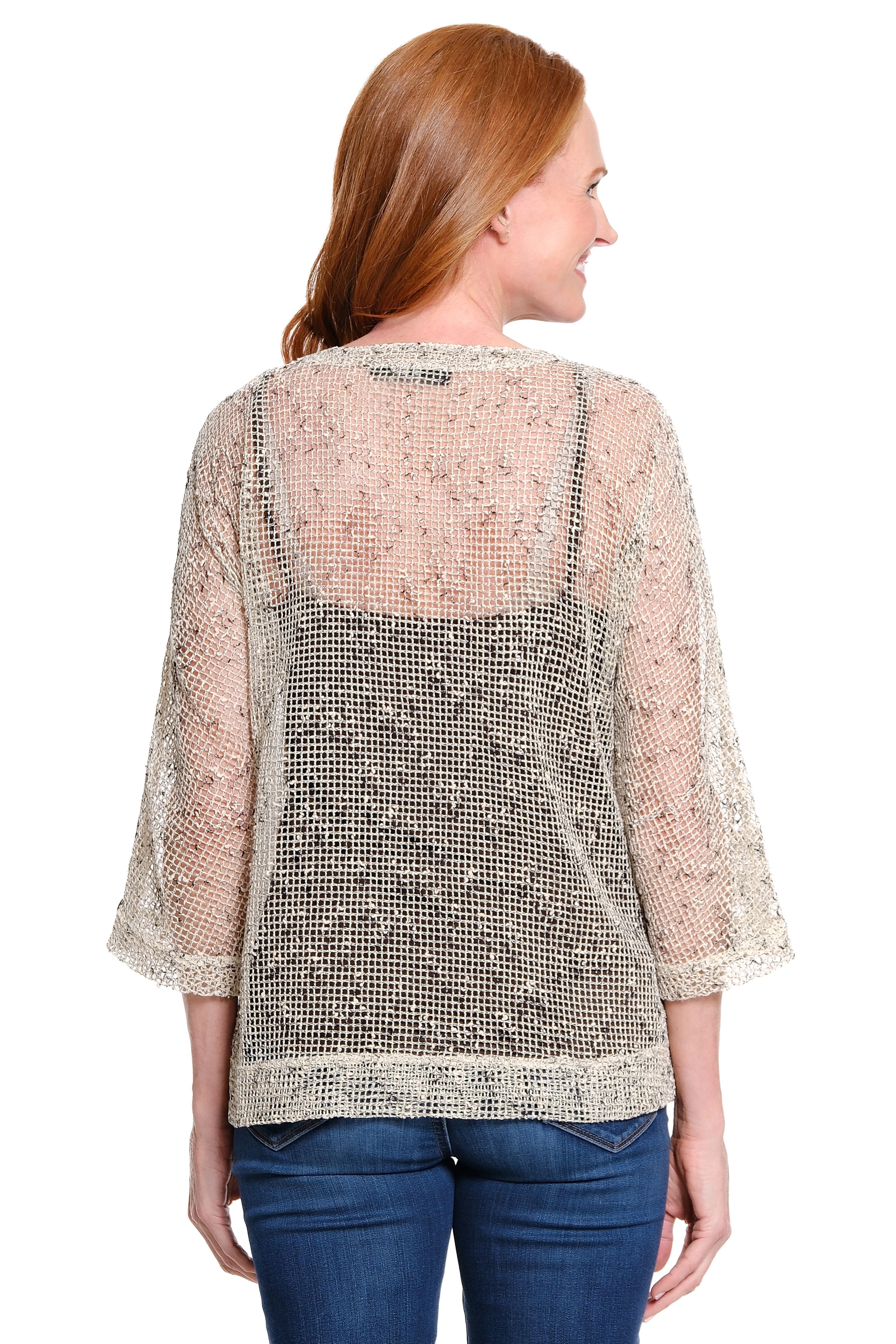 Woven Mesh Button Front Jacket - Khaki