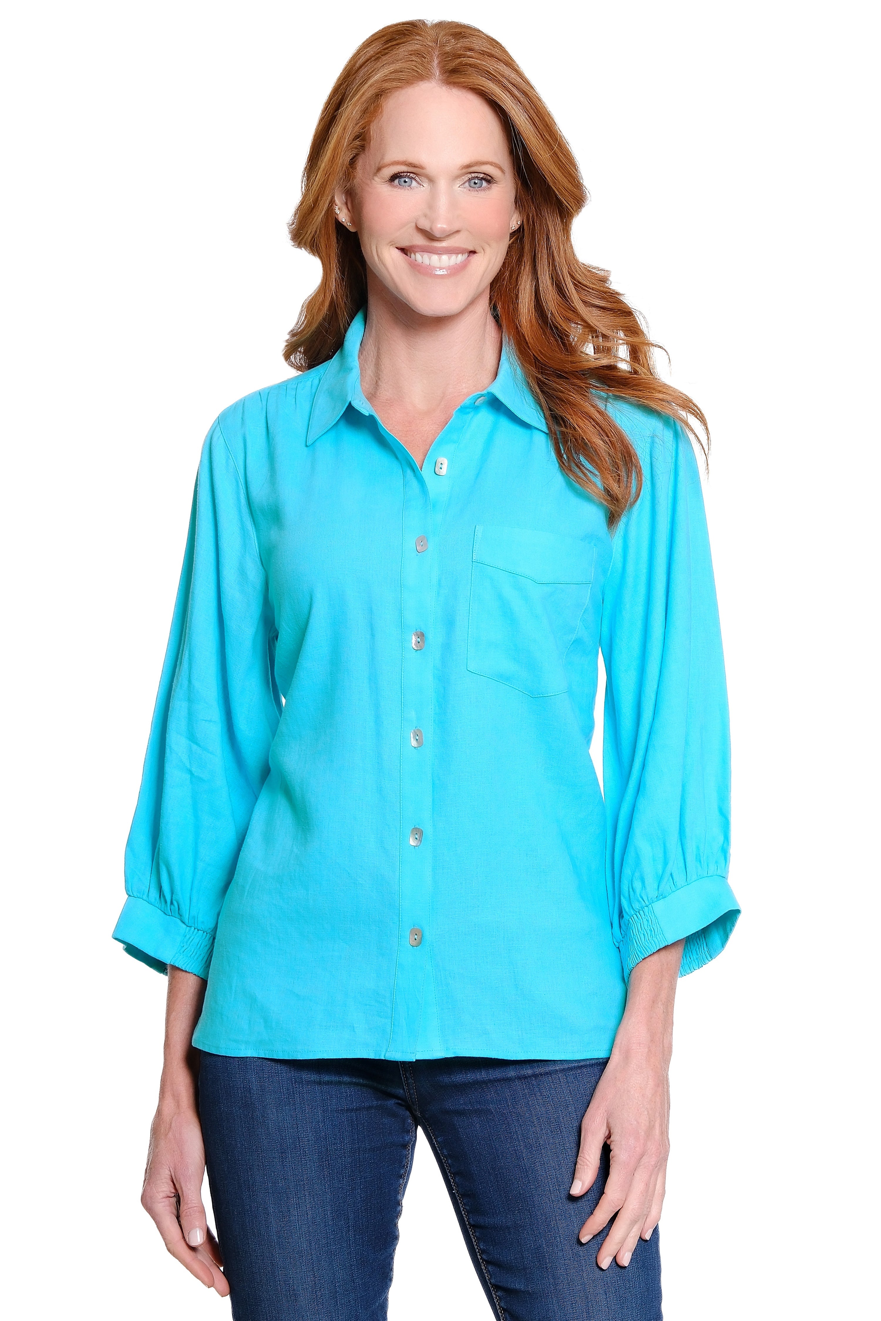 Pocket Front Tunic - Aqua