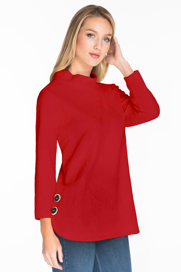 Funnel Neck Tunic - Petite - Red