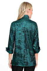 Woven Button Front Tunic - Petite - Jade