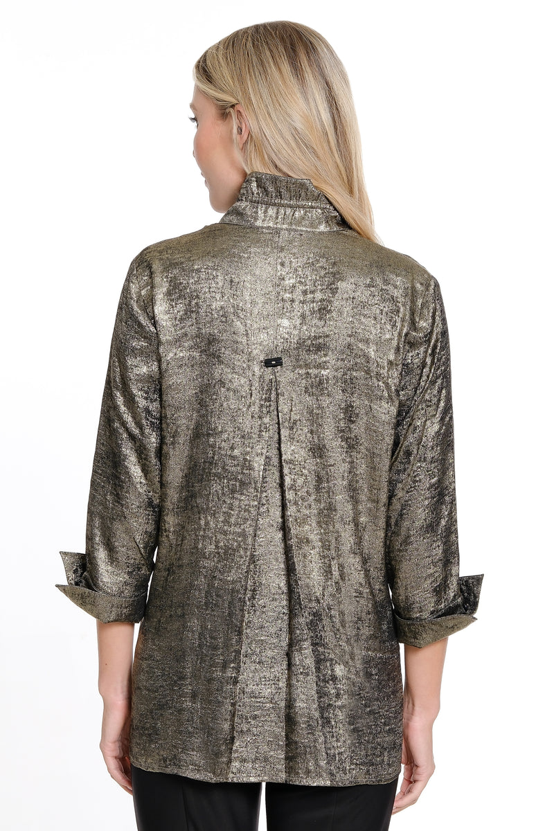 Woven Button Front Tunic - Bronze