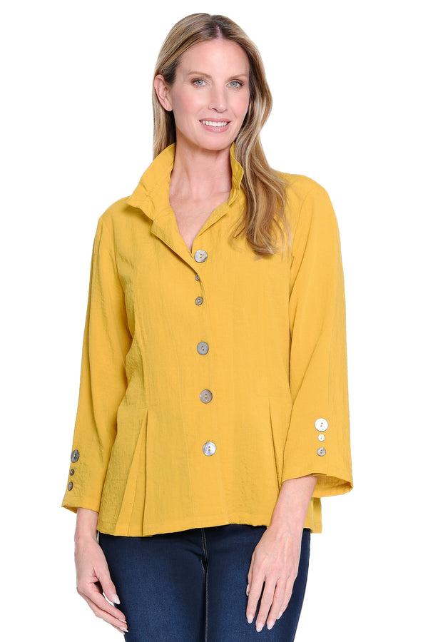 Wire Collar Button-Front Tunic - Harvest