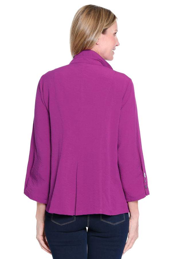 Wire Collar Button-Front Tunic - Magenta