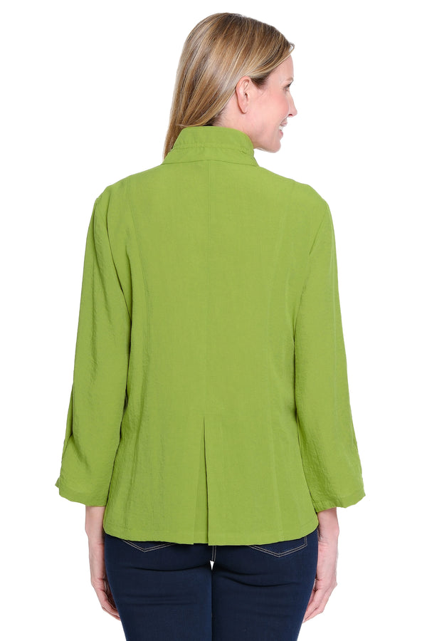 Wire Collar Button-Front Tunic - Olive