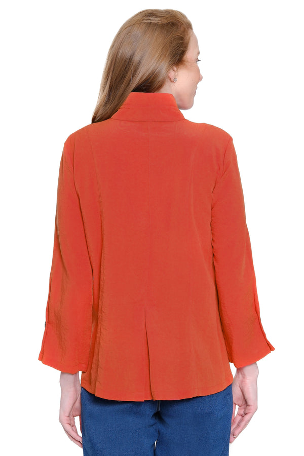 Wire Collar Button-Front Tunic - Spice