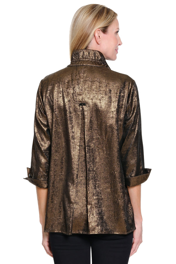 Shimmer Button Front Tunic - Copper