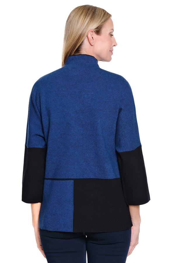 Knit Colorblocked Sweater - Cobalt