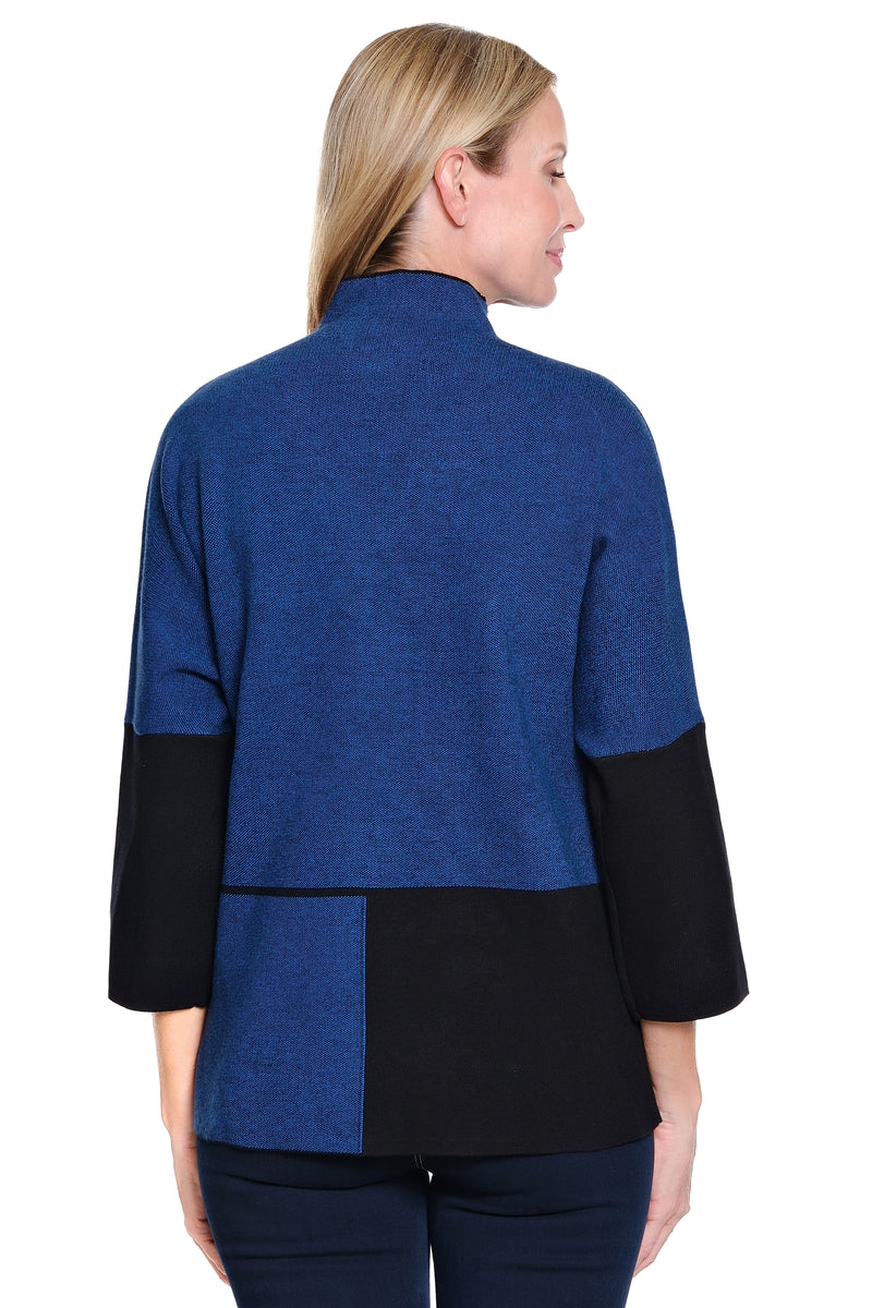Knit Colorblocked Sweater - Cobalt
