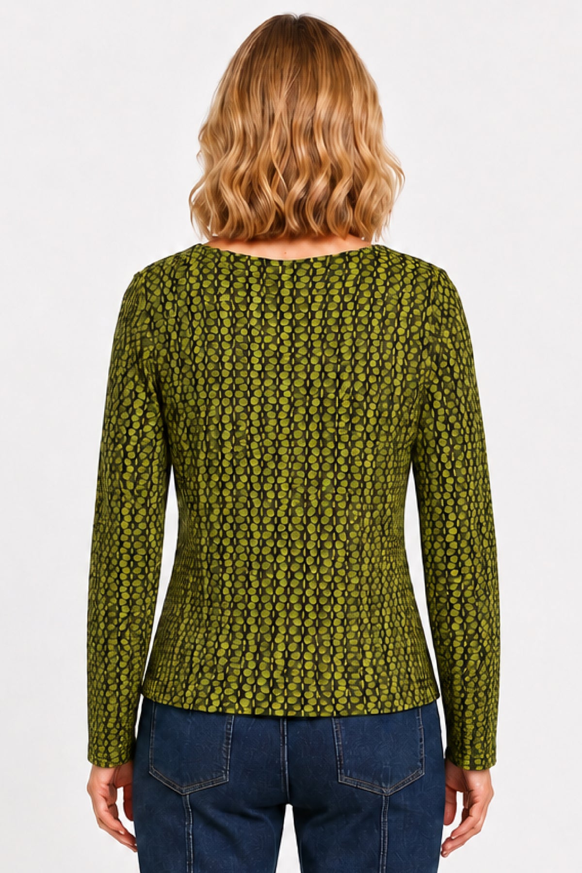Lime Textured Round Neck Popover - Missy
