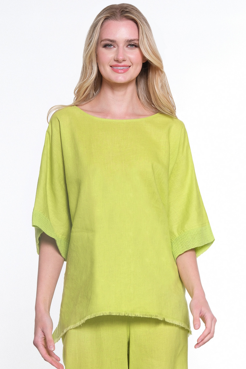 Woven Pop Over Tunic- Lime