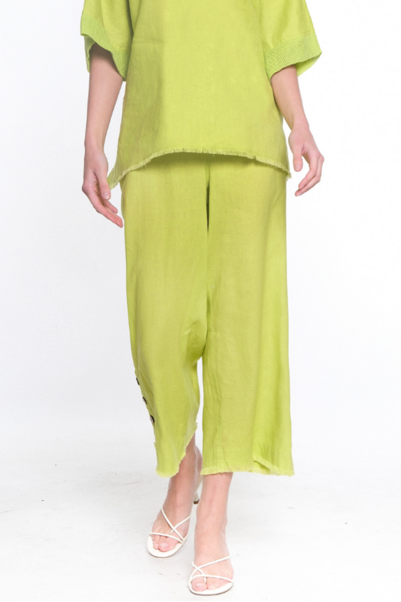 Pull On Wide Leg Pant-Women's- Lime