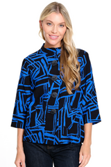 Woven Printed Jacket - Petite - Cobalt