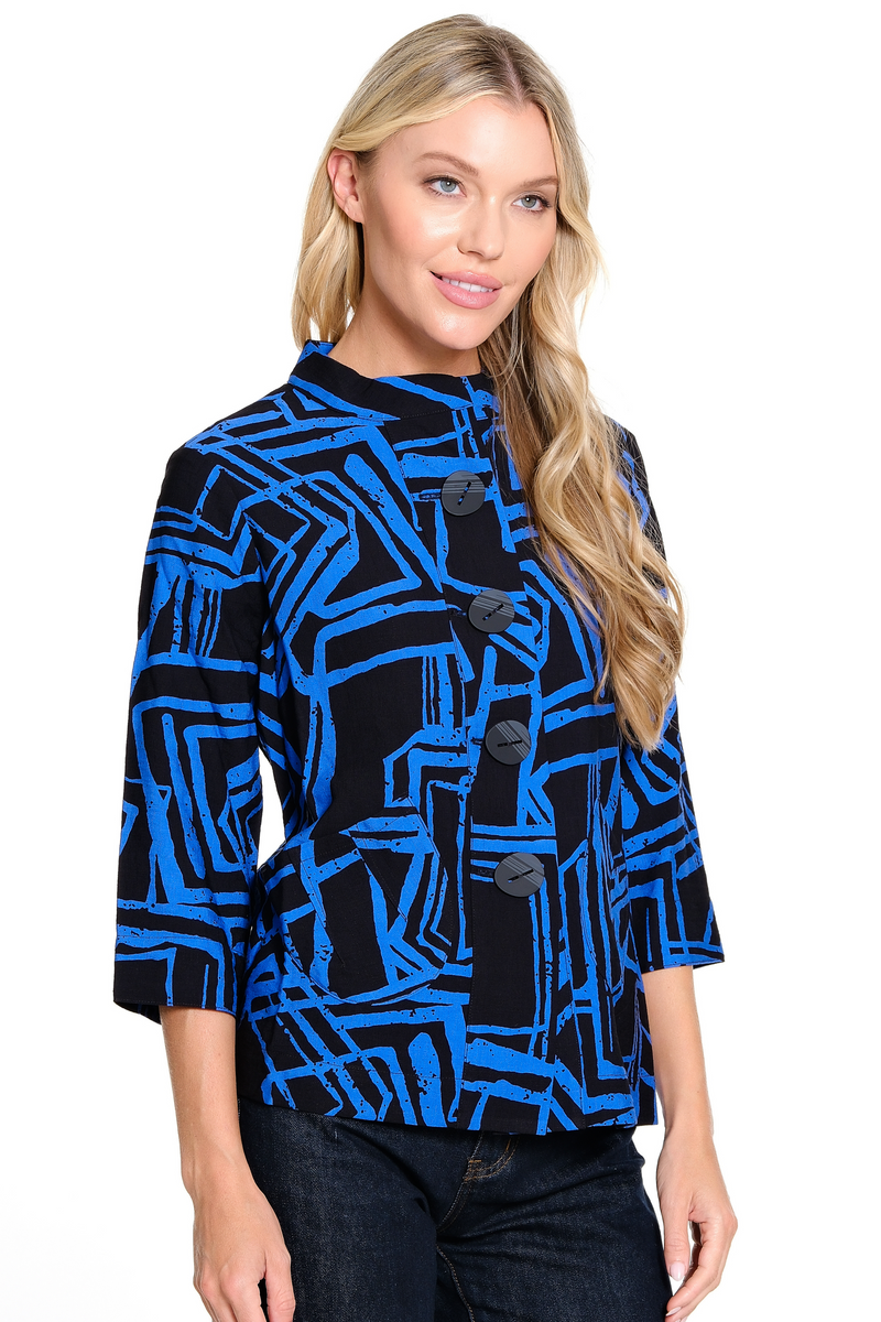 Woven Printed Jacket - Petite - Cobalt