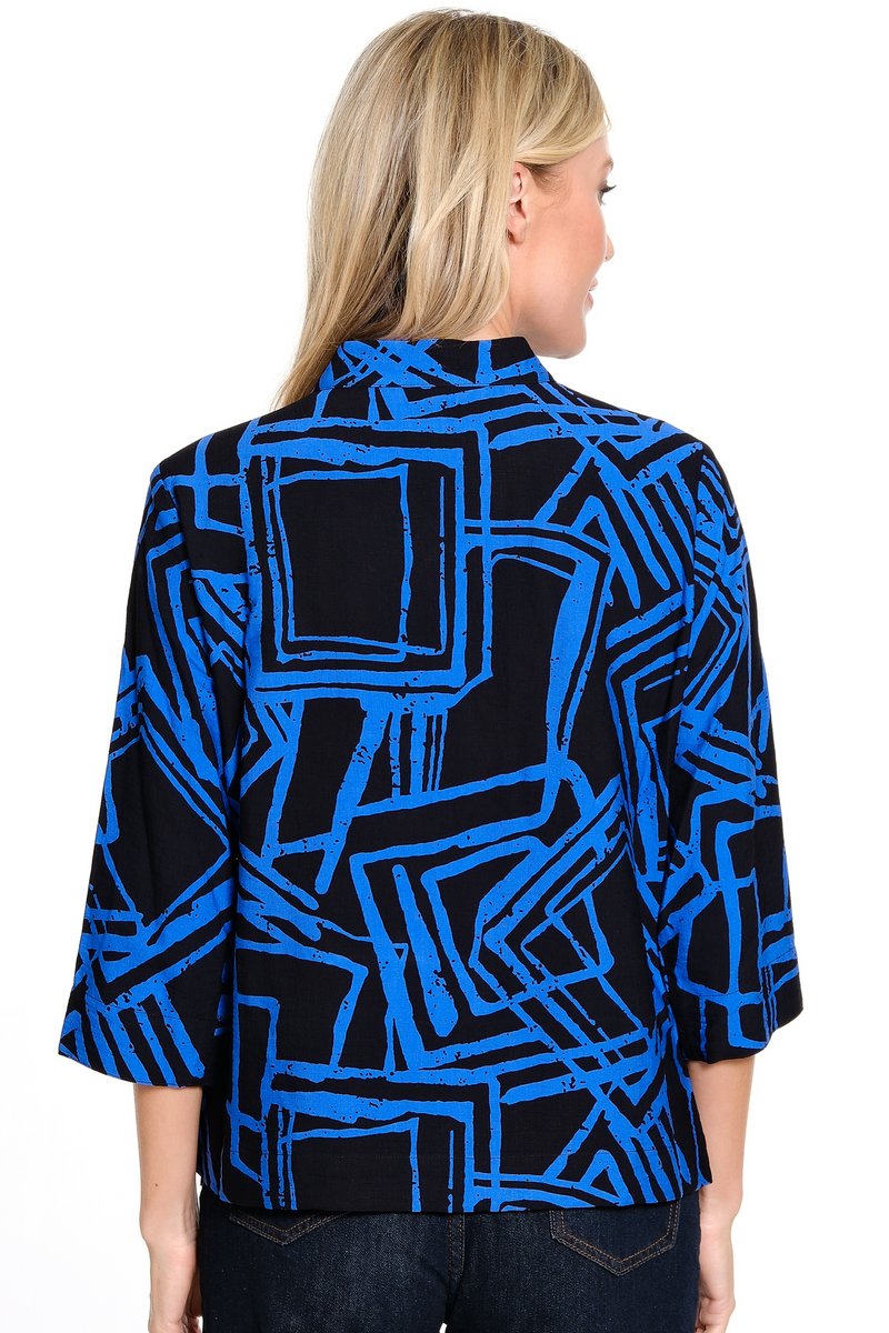 Woven Printed Jacket - Petite - Cobalt