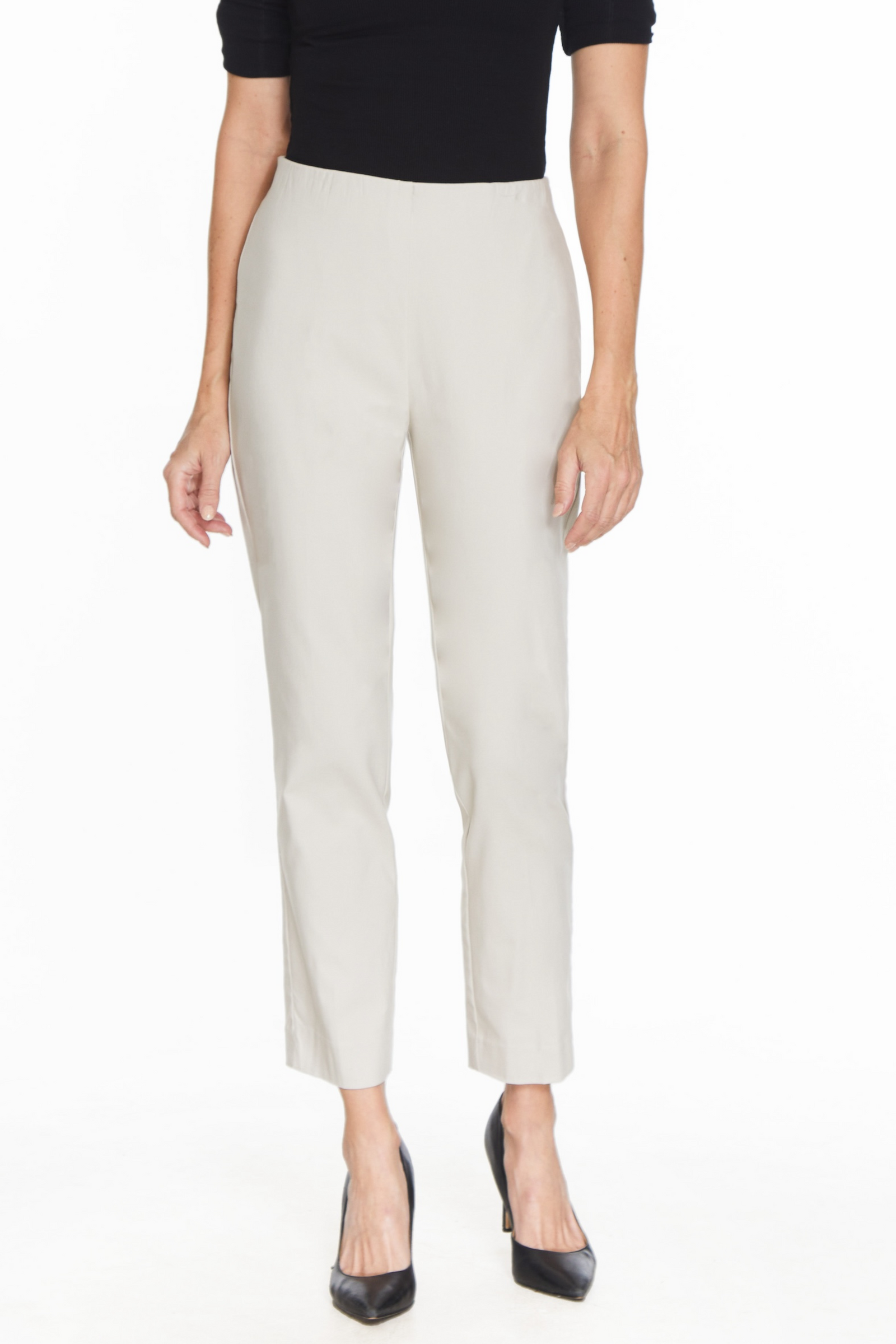 Pull On 'No Waist' Ankle Pant - Stone – AliMiles.com